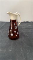 Mid century amber glass syrup decanter