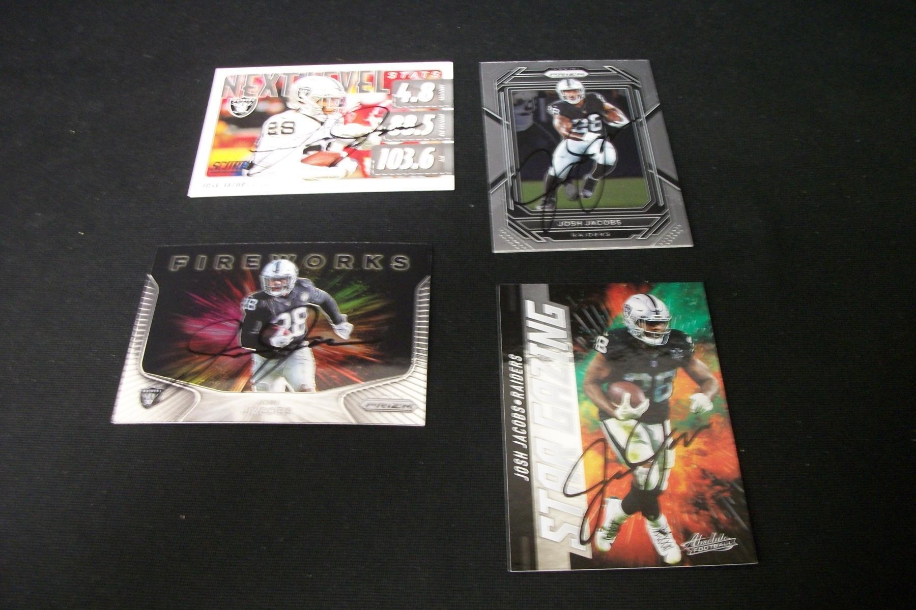 PANINI JOSH JACOBS AUTOGRAPHED CARD LOT