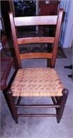 Antique woven seat slat back chair