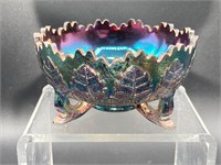 Fenton Glass Iridescent Amethyst Footed Bowl