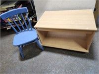 VTG Wood Child's Chair & Cart 26" X 17" H
