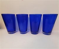 4 DENBY MIRAGE COBALT ICE TEA CRYSTAL GLASSES