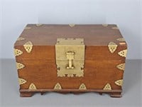 Wooden Desk Top Box W Brass Accents