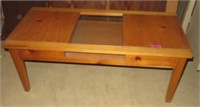 Pine Coffee Table with Glass Center Top