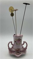 Limoges Hand Painted Porcelain Hat Pin Holder w/