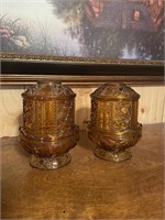 Pair of amber fairy lamps one does have a small
