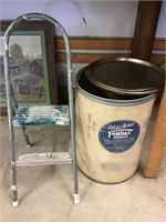 White Stokes Cardboard Barrel And Step Ladder