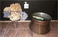 Metal Kettle & Floral Centerpiece
