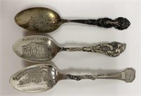 Lot of 3 Vintage Sterling Silver Souvenir Spoons