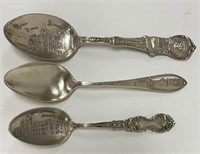 Lot of 3 Vintage Sterling Silver Souvenir Spoons