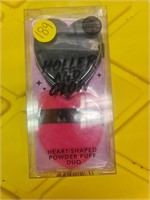 Heart Shaped powder puff duo