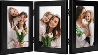 Frametory, 5x7 Inch Black Hinged Picture Frame - M
