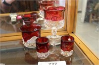 4pc. Ruby & Clear Glassware