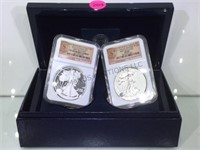 2 COIN SET 2012 AMERICAN EAGLE SILVER PROOF SET