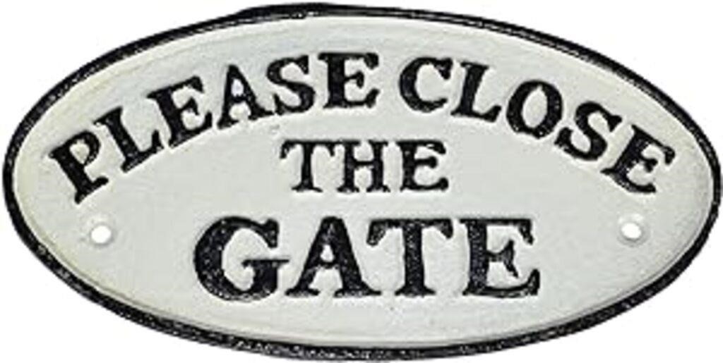 AB Tools Please Close the Gate Cast Iron Sign Plaq