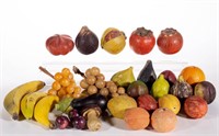 ASSORTED FIGURAL CARVED STONE AND OTHER FRUIT,