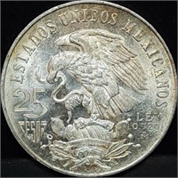 1968 Mexico 25 Pesos Silver Coin Gem BU