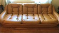MID CENTURY LEATHER UPHOLSTERED SEAT