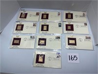 (10) 22KT GOLD REPLICAS STAMPS FIRST DAY ISSUE