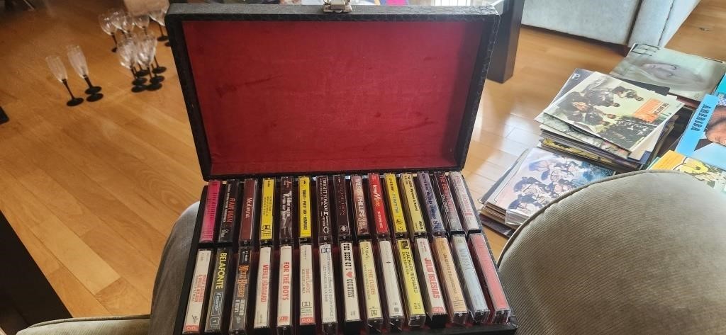 Casset case & 30 assorted Cassettes