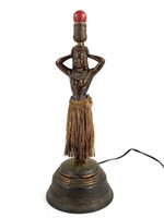 Metal Female Nude Motorized Hula Lamp w Skirt