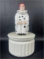 Vintage Pierrot Round Lidded Clown Jar