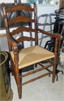 Vtg Rush Bottom Ladderback Arm Side Chair
