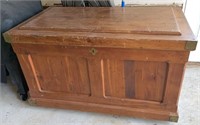 Large Antique Oak Chest, Brass Fitted Corners