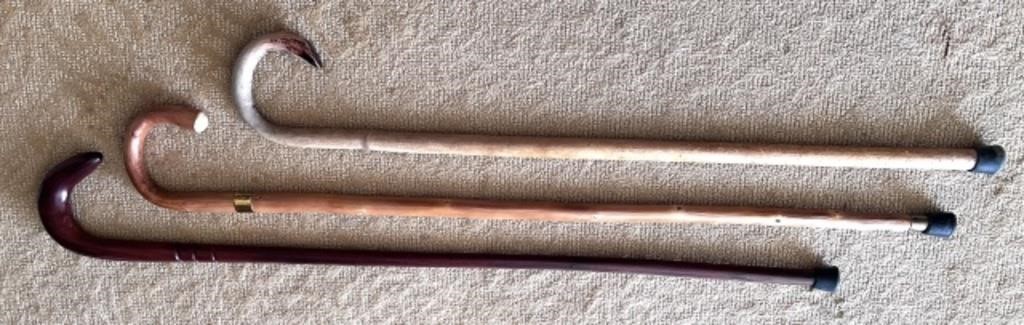 (3) Wooden Canes