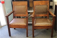 PAIR OF ANTIQUE WOODMEN OF THE WORLD CHAIRS