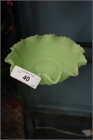 FENTON GREEN PERSIAN MEDALLION SATIN GLASS GLOWS