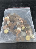 Small bag of foreign coins