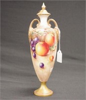 Royal Worcester signed twin handle lidded vase