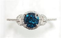 46R- 14k gold blue & white diamond ring -$6,957