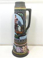 Large 22in H Hand Painted Ceramic Stein