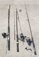 3 Ugly Stik's with reels, one needs repaired