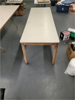 Heavy Vintage Classroom Table with Wooden Legs