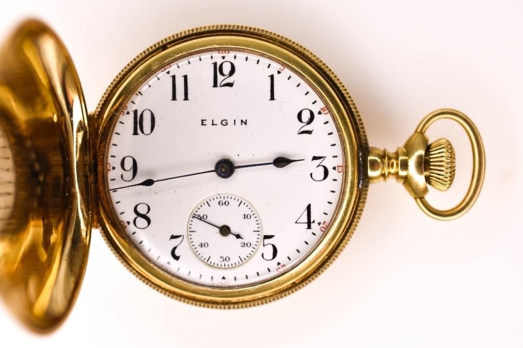 Antique Art Nouveau 14k Gold Elgin Pocket Watch