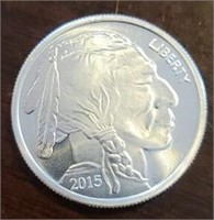 One Ounce Silver Round: Indian/Buffalo #1