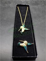 Hummingbird Necklace & Pin Ensemble