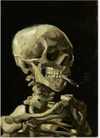 SKULL WITH CIGARETTE WALL DECOR PAINTING 32X24IN