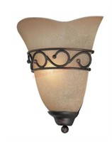 1 Light Wall Sconce with Light Amber Glass Shade