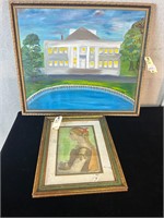 2pc Watercolor Style Portrait, Whitehouse Art