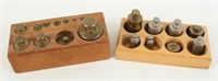 (2) Groups of Brass Scale Weights In Wood Holders