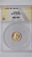 1992 $5 Gold Eagle ANACS MS 69