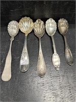 LOT OF 5 18TH/19TH CENT. COIN SILVER SUGAR SPOONS