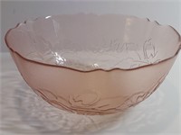 Rosaline Peach Rose Glass 9" Bowl Shalloped Rim