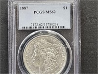 1887 PCGS MS62 Morgan Silver Dollar Coin