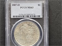 1887 O   PCGS MS63  Morgan Silver Dollar Coin