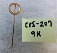 C15-207  9K gold circle top stick pin 1.2g